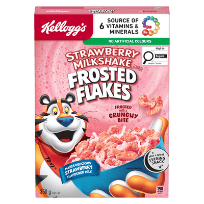 Kellogg's Frosted Flakes® Strawberry Milkshake Flavour Cereal