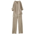 thumbnail image 3 of Timegard Womens 2 Piece Plus Size Sets Long Sleeve Notched V-Neck Button down Tops Drawstring Pants Lounge Sets, 3 of 3