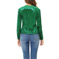 thumbnail image 3 of INSPIRE CHIC T-Shirts en Velours pour Femmes Col Rond Manches Longues Décontracté TP Vert, 3 of 7