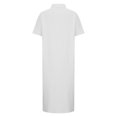 thumbnail image 3 of AherBiu Robe Chemise à Boutons pour Femmes en Coton et Lin, Col à Revers, Col en V, Manches Courtes, Robes Maxi pour Femmes, 3 of 6