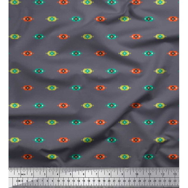 Soimoi Moss Georgette Fabric Aztec Small Decor Fabric Printed Yard 42 Inch Wide
