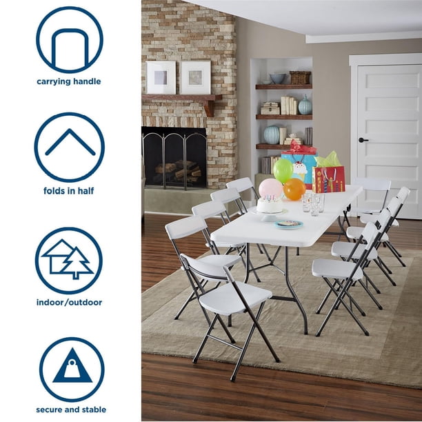 COSCO 8 ft. Fold-in-Half Banquet Table w/Handle, White - Walmart.ca