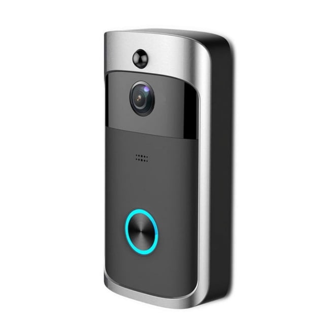 V5 Sonnette Vidéo 2.4G Connexion Wi-Fi Vision Nocturne Grand Angle Notification en Temps Réel 3 Batteries (Argent)