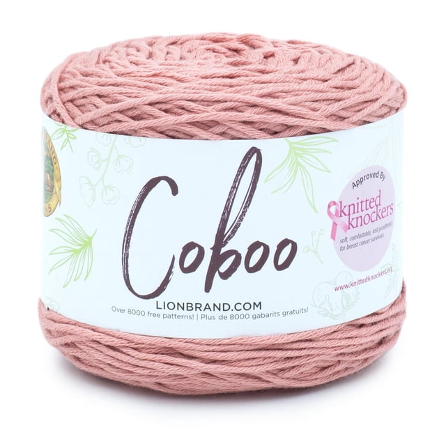 Lion Brand Coboo® Yarn Mauve #3 Light/DK cotton bamboo yarn 100g/212m skein with soft, breathable texture and excellent stitch definition, ideal for knitting shawls, home decor, and garments, featuring a light mauve color and natural fiber blend.