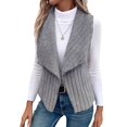 thumbnail image 1 of Gilet Sans Manches Décontracté Simple en Peluche pour Femmes Automne et Hiver, Cardigan Gris TG, 1 of 10