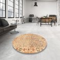 thumbnail image 3 of Ahgly Company Indoor Round Abstract Orange Oriental Area Rugs, 8' Round, 3 of 6