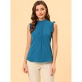 thumbnail image 2 of INSPIRE CHIC Chemisiers de Travail Sans Manches pour Femmes à Volants Plissés Hauts CHIC Bleu Paon S, 2 of 5