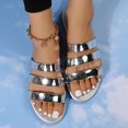 thumbnail image 3 of B91xZ Women's Comfort Slides Rhinestone Glitter Slip On Footbed Platform Sandals Slippers,Silver 9, 3 of 5