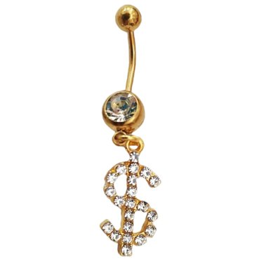 European and American Trend Dollar Navel Ring Sexy Rhinodrill Navel Nail Women's Piercing Ornament Body Chain Fashion Rhinestone Geometric Alloy Umbilical Nail