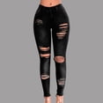 thumbnail image 2 of Women Slim Plus Size Ripped Hole Gradient Long Jeans Denim Regular Pants, 2 of 6
