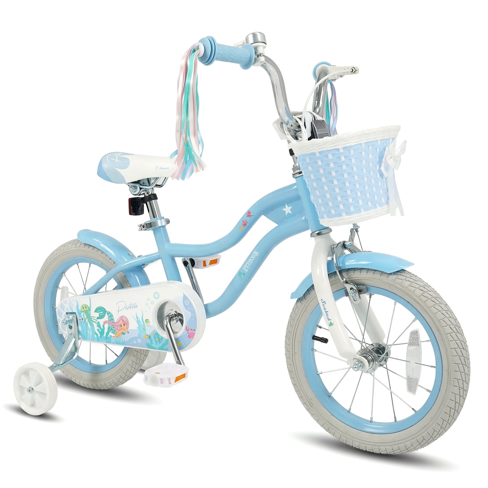 Costway 14" Kids Bike Toddler Bicycle with Training Wheels Hand & Coaster Brakes Handlebar Blue