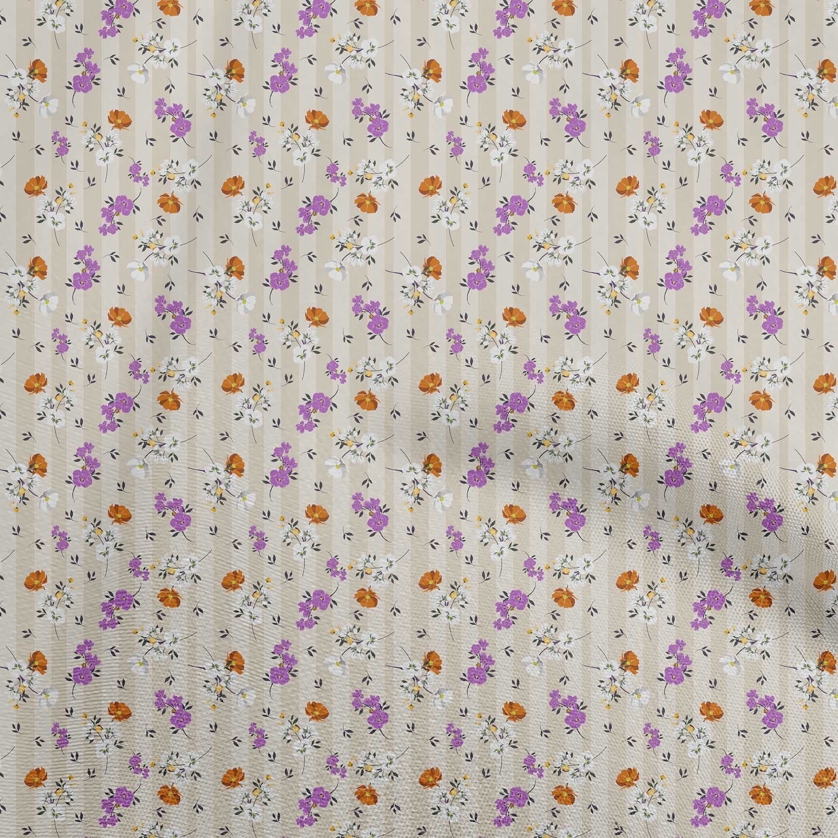 oneOone Rayon Beige Fabric Floral Sewing Material Print Fabric By The Yard 56 Inch Wide
