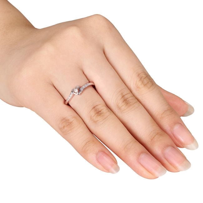 Bague de fiançailles Miabella en forme de cœur avec diamant en argent sterling