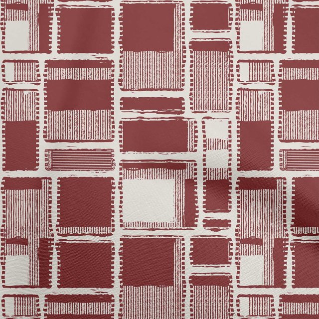 oneOone Polyester Spandex Maroon Fabric Geometrical Craft Projects Decor Fabric Printed By The Yard 56 Inch Wide