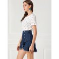thumbnail image 4 of Unique Bargains Jupe en Jean Mini pour Femme à Ourlet Volanté, Boutonnée devant, 4 of 6