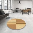 thumbnail image 4 of Ahgly Tapis Rond Lavable en Machine Intérieur Transitionnel Chrome Or Jaune, 4 Pieds Rond, 4 of 7