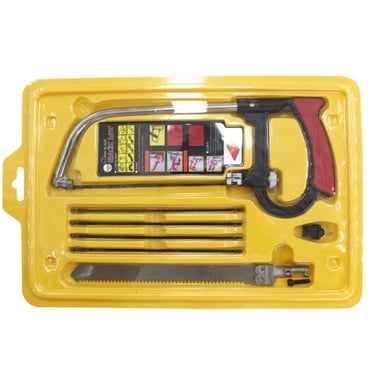 Riforla Mini Scie à Métal et Ensemble de Blocs Compact Conception de Cadre Robuste Scie à Main avec 1 Pce Scie à Métal pour Scier des Tuyaux en Bois Tuyaux en Acier Robinets à Viande Argent