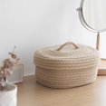 thumbnail image 4 of Oval Baskets With Lids Decorative Baskets With Lids Organizing Natural Cotton Rope Lidded Baskets With Handles Storage Baskets With Lid for Daily Household Storage and Travel Storage, 4 of 5