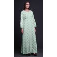 thumbnail image 4 of Bimba Robe Maxi à Manches Longues pour Femmes en Georgette Mousse Imprimée de Trèfles et de Fleurs, Taille Élastique - Grande, 4 of 5