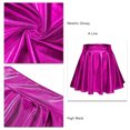 thumbnail image 2 of Shiny Flared Pleated Skirt, Solid Color Mini Polyester Fiber Metallic Glossy Skirt Fashionable  For Performance Black,Red,Golden,Purplish Red,Purple,Silver, 2 of 6