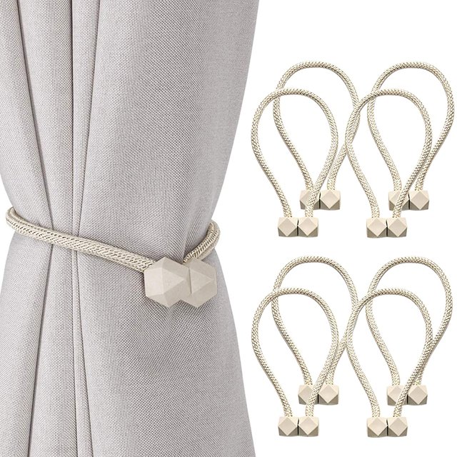 ORUYROP 8 PCS Magnetic Curtain Tiebacks, European Style Convenient Drape Tie Backs, Decorative Drape Tie Backs Holdback Holder for Window Draperies, No Tools Required for Christmas Home Holida