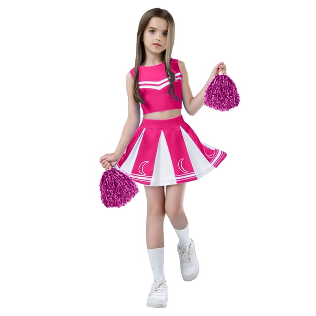 TZEWGL 2 Piece Cheerleading Team Student Role Playing Stage Outfit Sets For Girl Home And Outside Wear For Toddlers size 7-8T