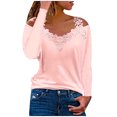 thumbnail image 1 of Pompotops Mode Blouse Décontractée à Manches Longues en Dentelle Col en V pour Femmes en Solde, 1 of 6