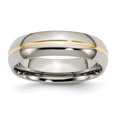 thumbnail image 1 of Bague Anneau en Titane Jaune Plaqué IP Rainuré 6 mm Poli Taille 10, 1 of 6