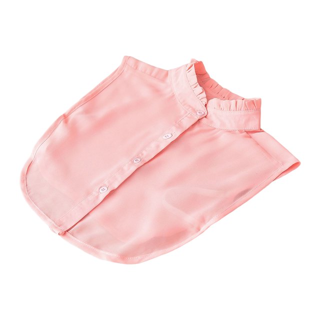 maskred Women Simple Design Solid Color False Collar Girls Formal Fake Half Shirt Decorative Detachable Lapel Accessory Pink Round