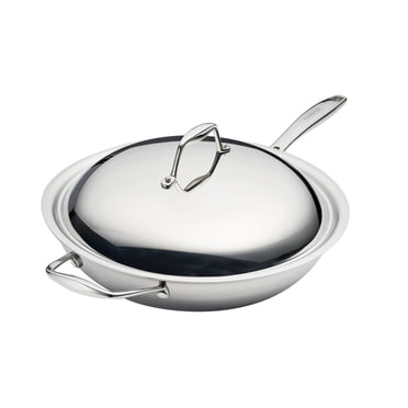 Tramontina Signature 12.5-Inch Tri-Ply Clad Stainless Steel Wok, Induction Ready, Oven-Safe, Dishwasher Safe
