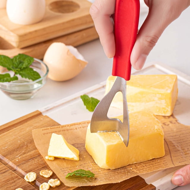 Oleegame 1PC Tin Foil Roll Creative Stainless Steel Butter Cutter Stainless Steel Cheese Cheese Four Corner Slicer Scraper Butter Cutter Red