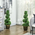thumbnail image 2 of HOMCOM Set of 2 Artificial Plants Topiary Spiral Boxwood Trees in Pot, 2 of 10