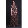 thumbnail image 3 of Bimba Robe Longue d'Été en Rayonne à Imprimé Floral Feuilles et Camélias, Manches Kimono, Fente, XXX-Grand, 3 of 6
