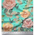 thumbnail image 1 of Soimoi Rayon Fabric Leaves & Rose Flower Print Sewing Fabric Yard 56 Inch Wide, 1 of 3