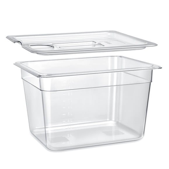 Sous Vide Container with Lid 11 Liter/12 Quarts for Virtually All Immersion Circulators Cookers Crystal Clear Transparent Polycar