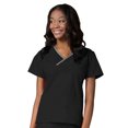 thumbnail image 1 of Maevn Core Contrast Y-Neck Mock Wrap Scrub Top [XXS - 5XL, FREE SHIPPING], 1 of 2