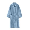 thumbnail image 1 of ManxiVoo Womens Robe Long Bathrobe Cozy Warm Shawl Collar Spa Robe Textured Housecoat Loungewear M Size Sky Blue, 1 of 7