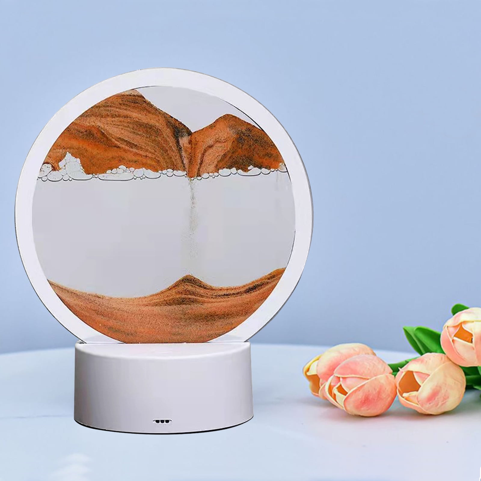 Sablier 3d Lampe Decoratif, Peinture De Sable Fluide Images De Sable Rotatives 3d Dynamiques, Art De Sable Mobile, Cadre En Verre Rond, Image De