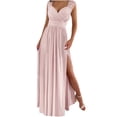 thumbnail image 1 of VEKDONE Mode Femme Été Uni Sans Manches V-Nevk Fendue Décontractée Dentelle Patchwork Robe Rose G, 1 of 8