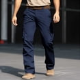 thumbnail image 2 of WRKEKC Cargo Pants for Men Outdoor Pocket Solid Color Elastic Waist Drawstring Work Pants for Hiking, 2 of 9