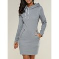 thumbnail image 1 of Spring Autumn Hooded Drawstring Women‘s Sweatshirt Dress Fashion Solid Pocket Package Hip Ladies Mini Dresses Plus Size, 1 of 7