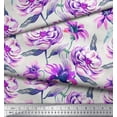 thumbnail image 2 of Soimoi Purple Satin Silk Fabric Leaves & Floral Decor Fabric Printed BTY 42 Inch Wide, 2 of 3