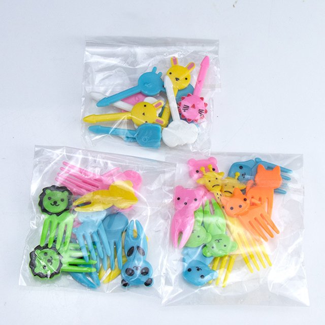 10 Pieces Mini Animals Food Picks Kids Lunch Box Decor Cute Style Cartoon Reusable Toothpicks for Fruit Dessert Pastry Snacks Elephant