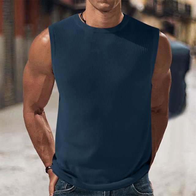 DPTALR Men Casual Solid Pullover Round Neck Sports Tank Tops Blouse