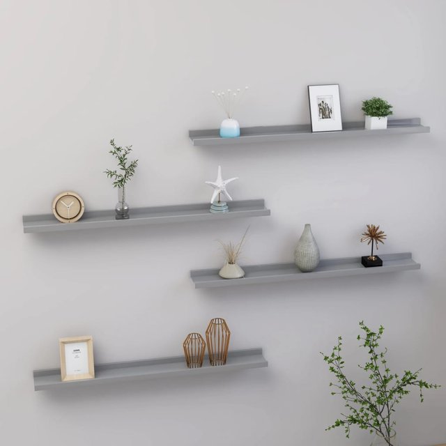 vidaXL Étagères Murales 4 Pcs Gris 80x9x3 cm