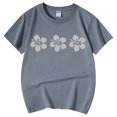 thumbnail image 4 of WEIYLL T-Shirts pour Filles Imprimé Floral Col Rond Manches Courtes Décontracté Doux pour Enfants 6-7 Ans, 4 of 5