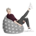 thumbnail image 3 of Gouchee Home Fluffy Stars Grey Faux Fur Bean Bag Chair – Soft Polyester with Polystyrene Bead Filling, Suitable for Adults and Teens, Lightweight & Cozy Seating for Bedroom, Living Room or Playroom, 3 of 7
