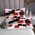 thumbnail image 3 of Erosebridal Red Black Checkered Bedspread Sets Twin Size, Modern Abstract Grid Bed Quilt 2-Piece, 3 of 5