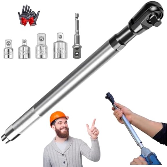 Clé d'Extension Électrique Multifonction de 1/2 Po, Clé d'Extension Décalée pour Perceuses Électriques et Impact, Clés avec 4 Convertisseurs de Prise, Conception Robuste et Mince pour Espaces Étroits (1 Ensemble)