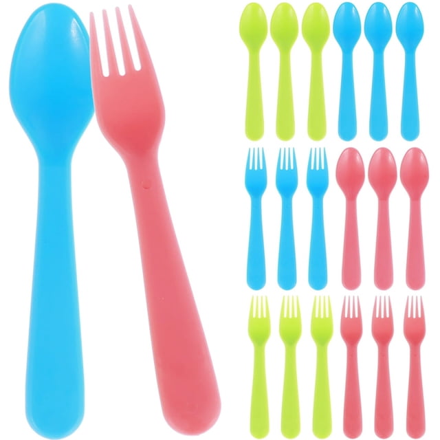 18Pcs Kids Forks and Spoons Set Food Grade PP Toddler Utensils Colorful Kids Silverware Set